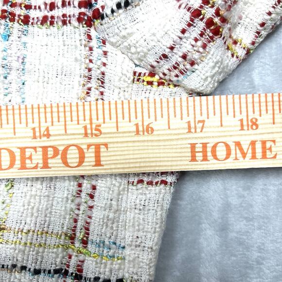 Zara Cream Red Plaid Boucle Cropped Tweed Blazer Jacket Sz 6 Deconstructed Chic - Picture 9 of 14